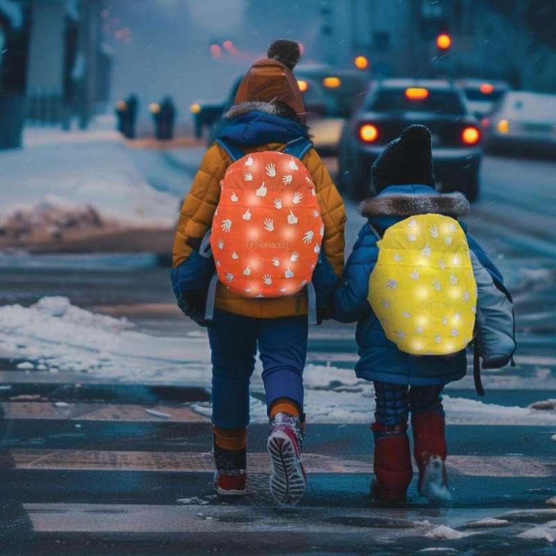 XANADOO LED Regenshutz Regencape für Schulranzen & Rucksäcke Kinder mit leuchtenden Regencape im Straßenverkehr