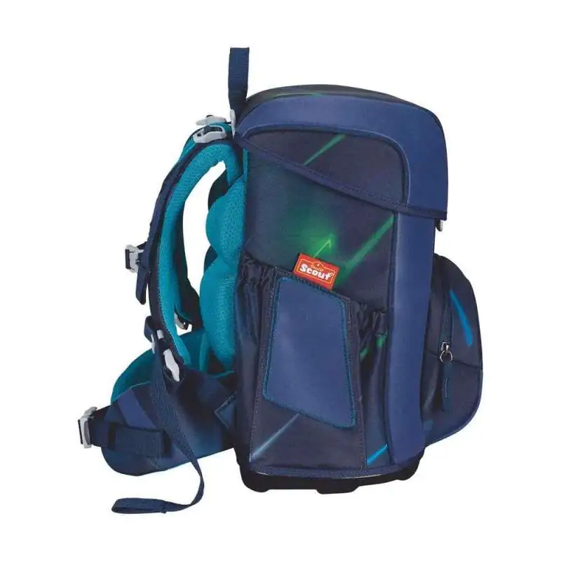 SCOUT Schulranzen Set Neo Exklusiv Superflash City Lights seitlich links