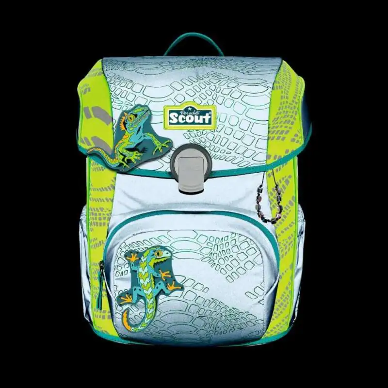 SCOUT Schulranzen Set Neo Exklusiv Superflash Lizard reflektierend