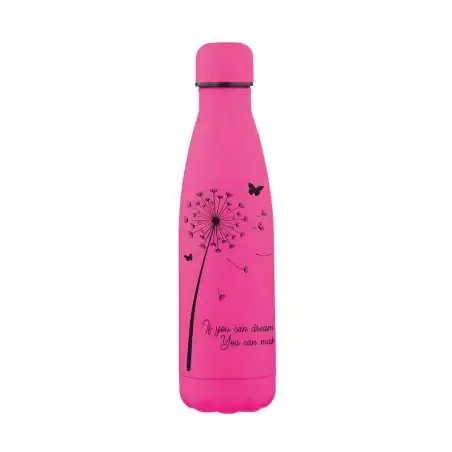 XANADOO Edelstahl Trinkflasche Neonpink Tattoo