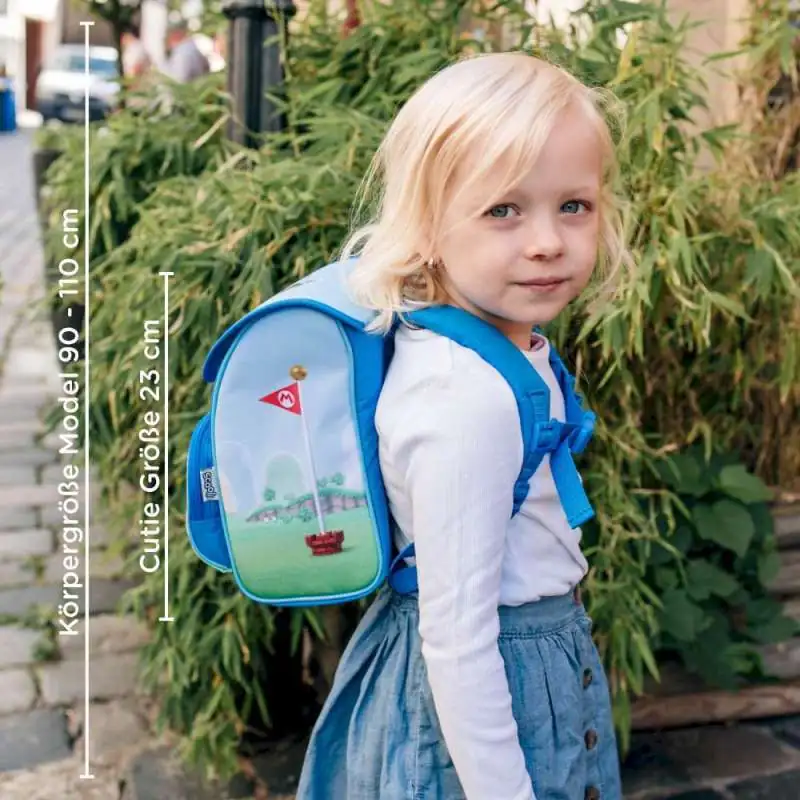SCOOLI Vorschulranzen Cutie Super Mario mit Kind seitlich
