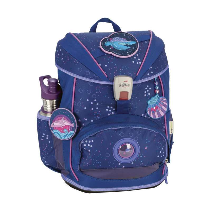 DERDIEDAS Schulrucksack ErgoFlex Set - 6 tlg Deep Ocean seitlich