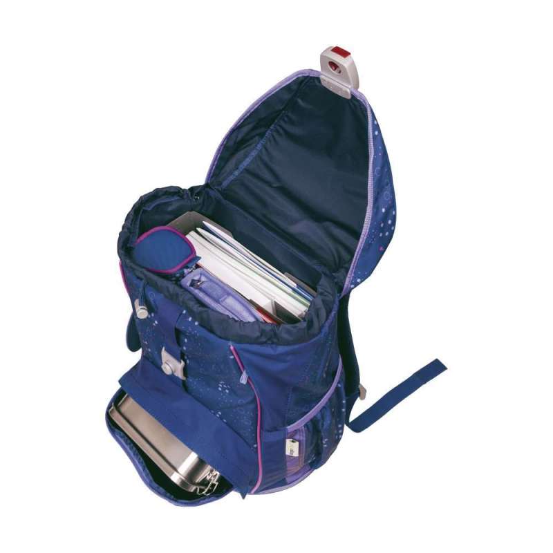 DERDIEDAS Schulrucksack ErgoFlex Set - 6 tlg. Deep Ocean seitlich offen