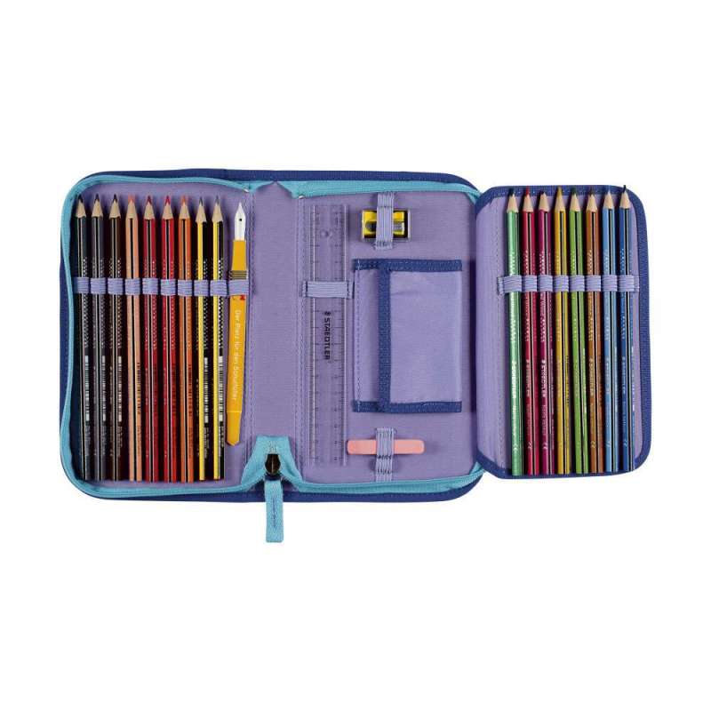 DERDIEDAS Schulrucksack ErgoFlex Set - 6 tlg. Schüleretui Luna offen