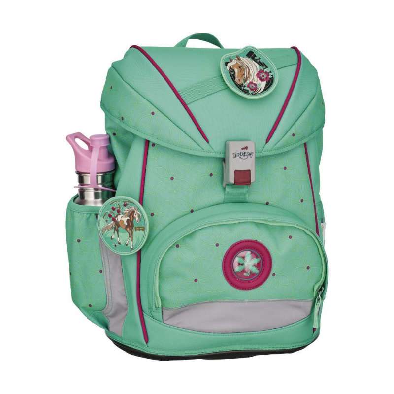 DERDIEDAS Schulrucksack ErgoFlex Set - 6 tlg. Peppermint Pony seitlich