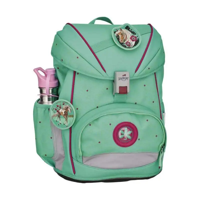 DERDIEDAS Schulrucksack ErgoFlex Set - 6 tlg. Peppermint Pony seitlich
