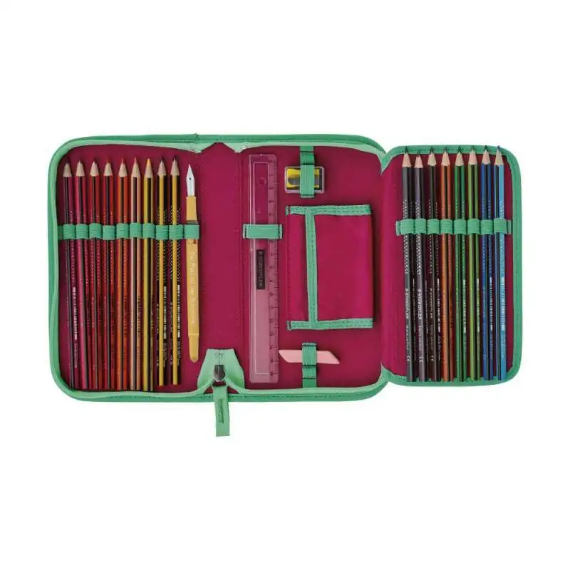 DERDIEDAS Schulrucksack ErgoFlex Set - 6 tlg. Schüleretui Peppermint Pony offen