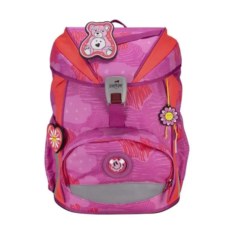 DERDIEDAS Schulrucksack ErgoFlex Set - 5 tlg. Roses Front