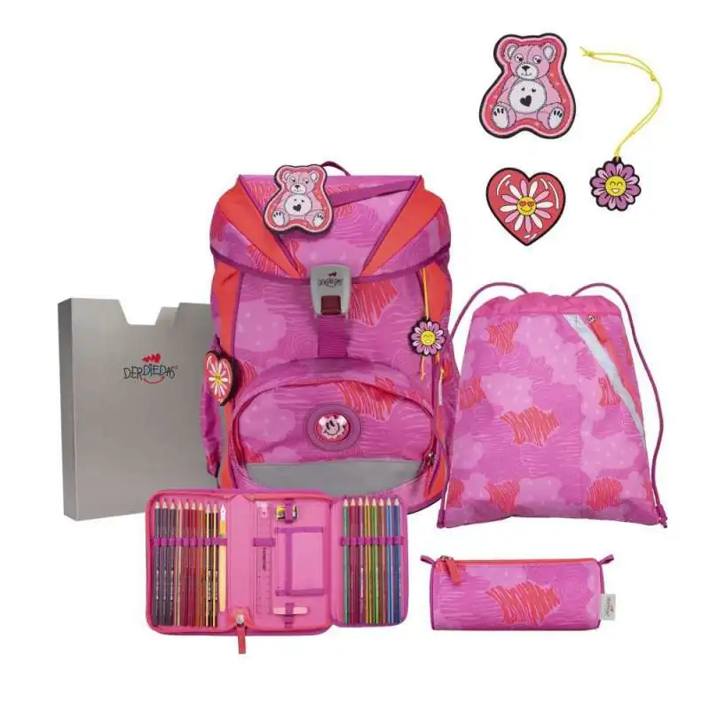 DERDIEDAS Schulrucksack ErgoFlex Set - 6 tlg. Set Roses