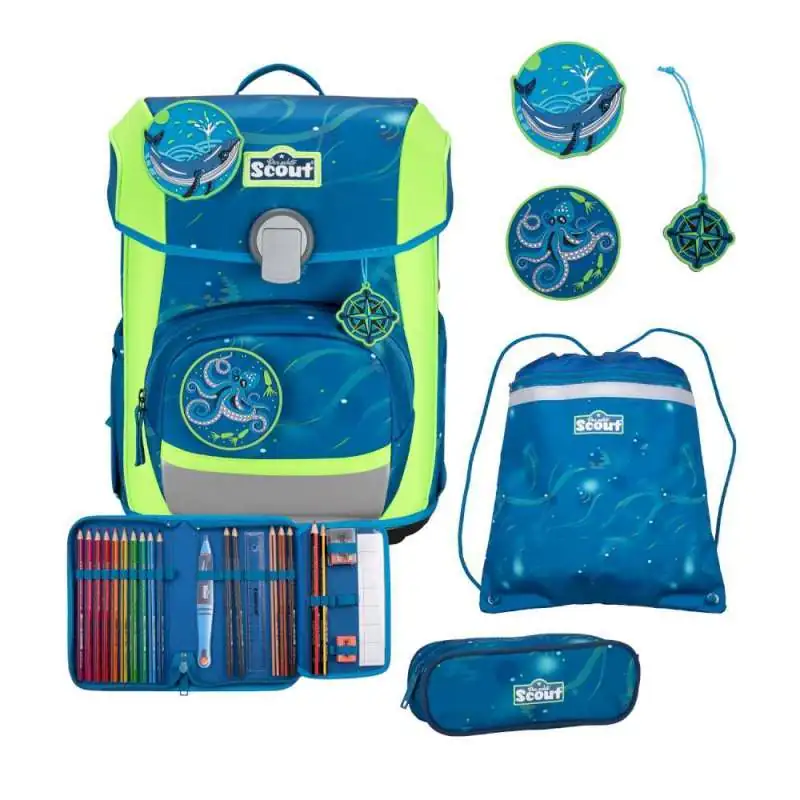 SCOUT Schulranzen Set Neo für Jungen Deep sea Vorderseite im Set