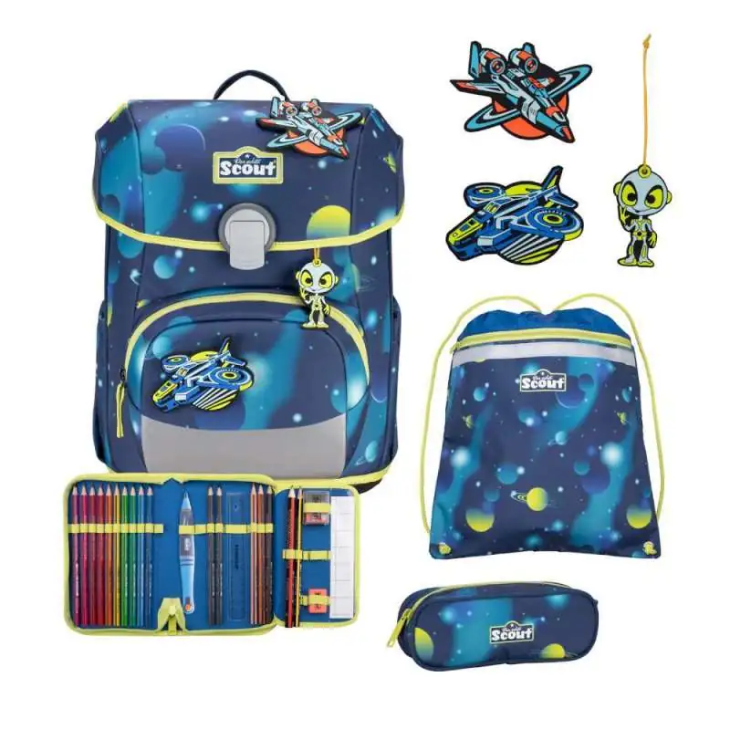 SCOUT Schulranzen Set Neo für Jungen Exklusiv LED Planets Set