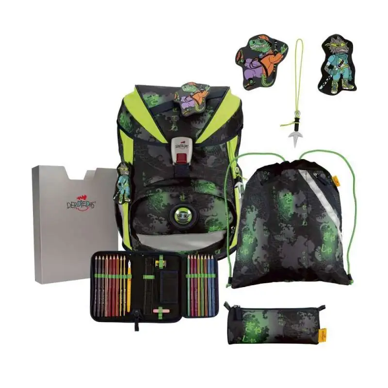 DERDIEDAS Schulrucksack ErgoFlex Set - 6 tlg. Funny Fighter