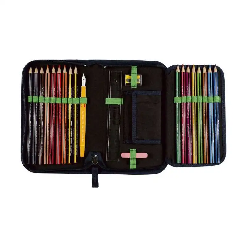 DERDIEDAS Schulrucksack ErgoFlex Set - 6 tlg. Schüleretui Funny Fighter offen