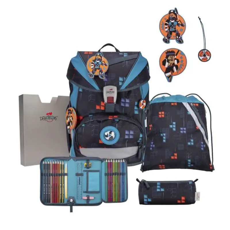 DERDIEDAS Schulrucksack ErgoFlex Set - 6 tlg. Ninja Fighter