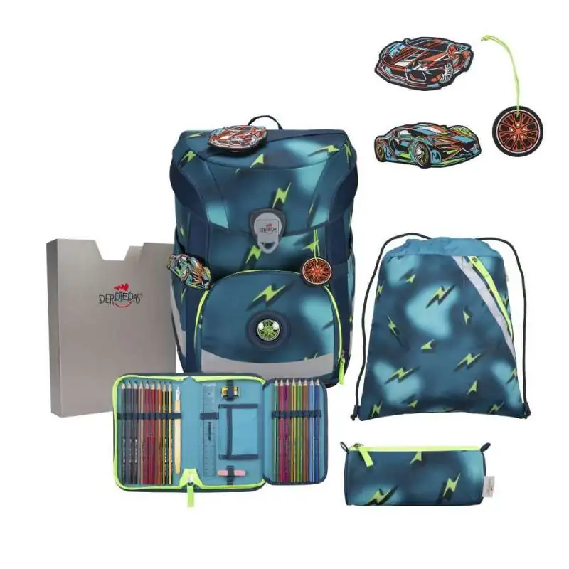 DERDIEDAS Schulrucksack ErgoFlex EASY Set - 6 tlg. Magic Light