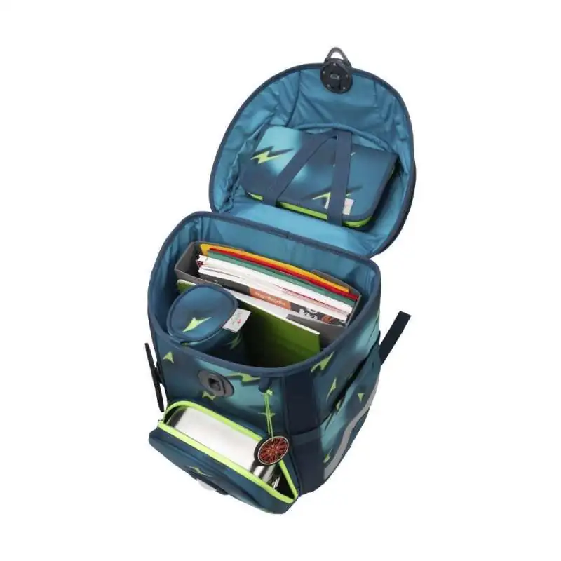DERDIEDAS Schulrucksack ErgoFlex EASY Set - 6 tlg. Magic Light seitlich offen