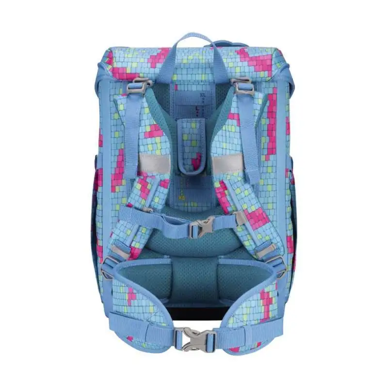 DERDIEDAS Schulrucksack ErgoFlex EASY Set - 6 tlg. Happy Pixel Rückenansicht Tragegurte