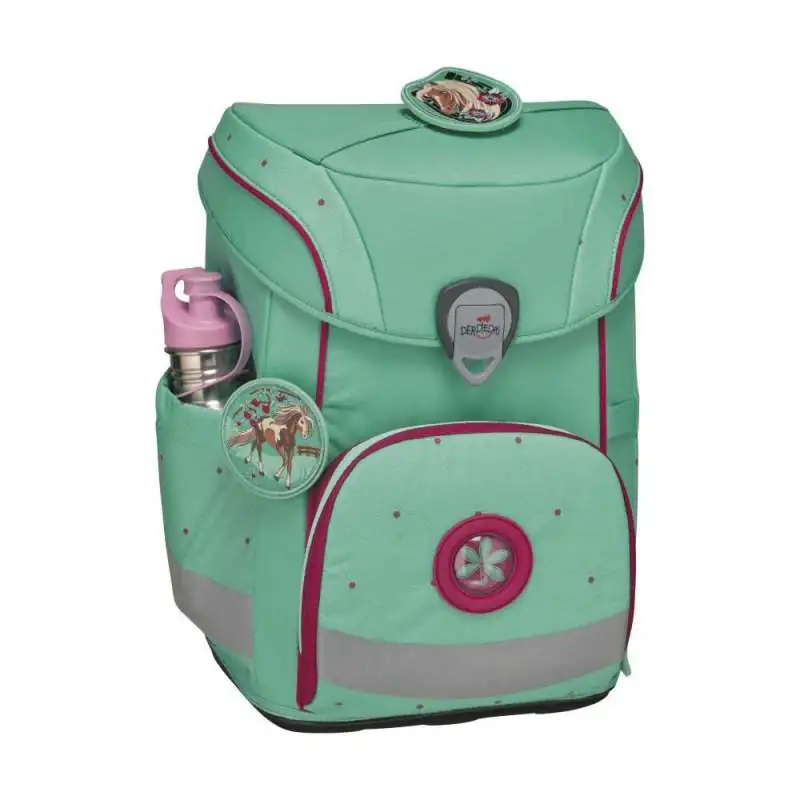 DERDIEDAS Schulrucksack ErgoFlex EASY Set - 6 tlg. Peppermint Pony seitlich