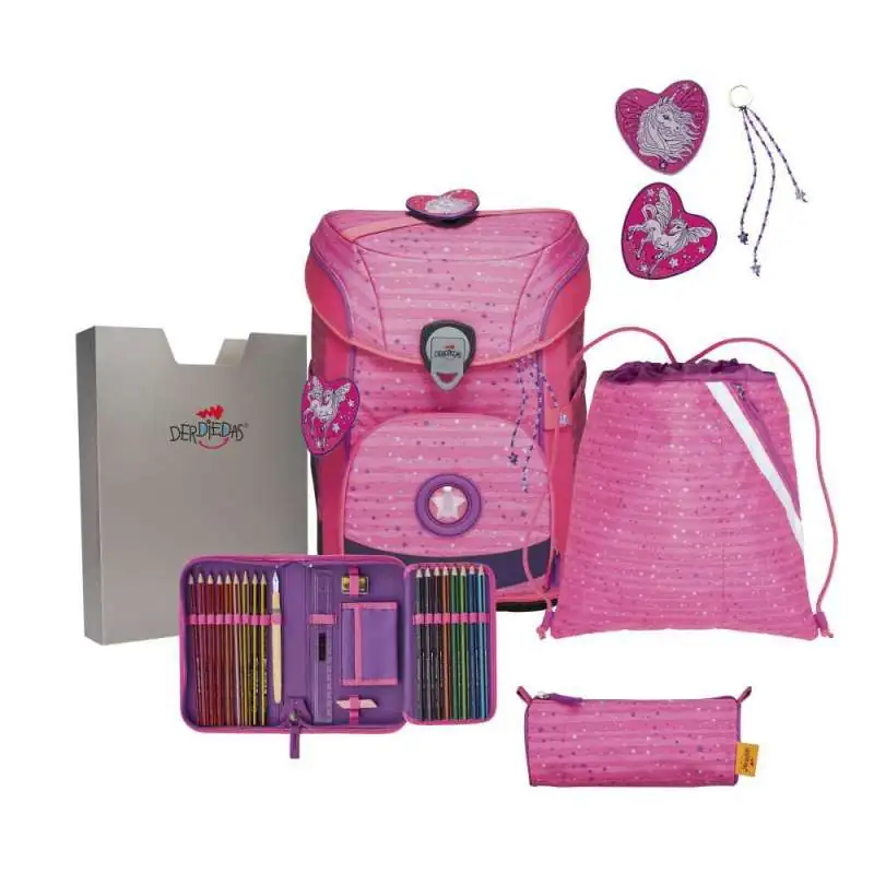 DERDIEDAS Schulrucksack ErgoFlex EASY Set - 6 tlg. Pretty Unicorn