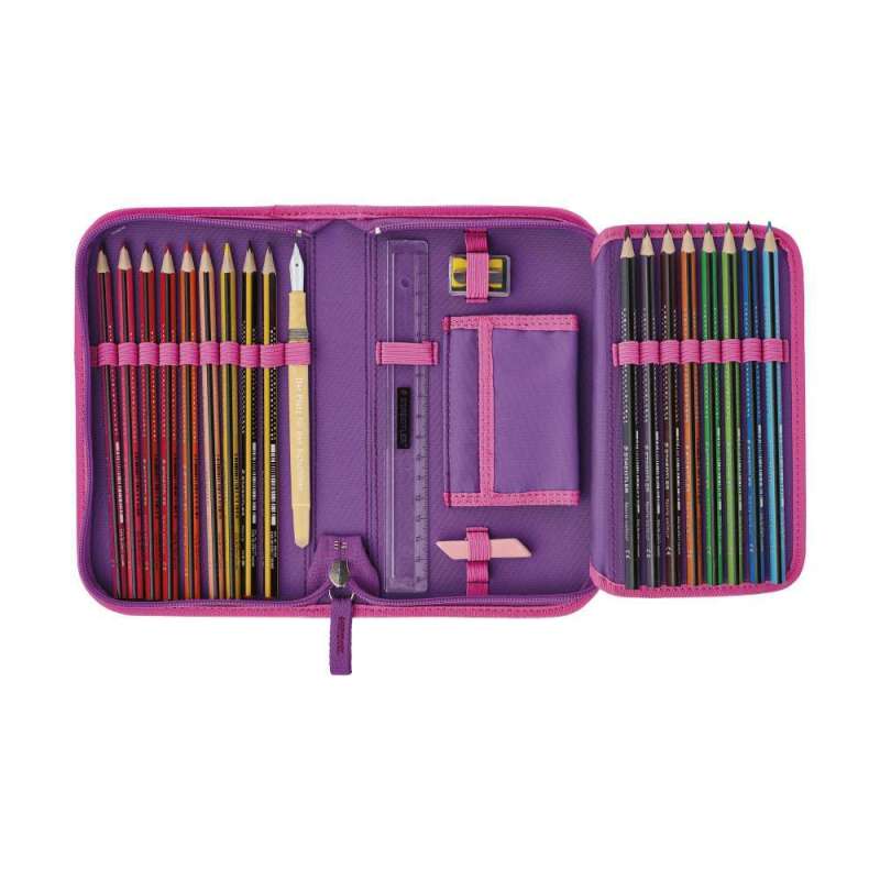 DERDIEDAS Schulrucksack ErgoFlex EASY Set - 6 tlg. Pretty Unicorn Schüleretui offen