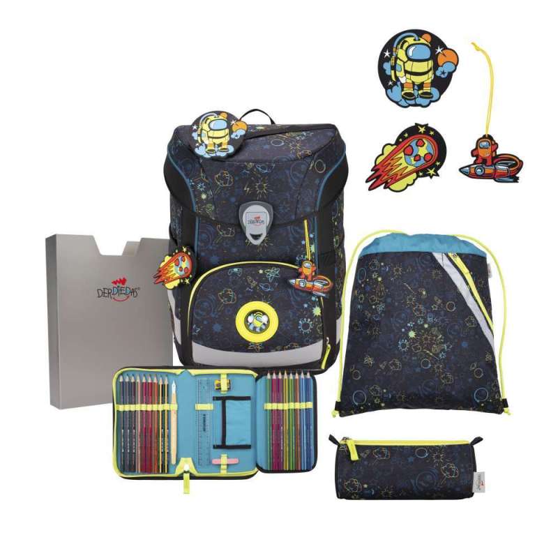 DERDIEDAS Schulrucksack ErgoFlex EASY Set - 6 tlg. LED Crazy