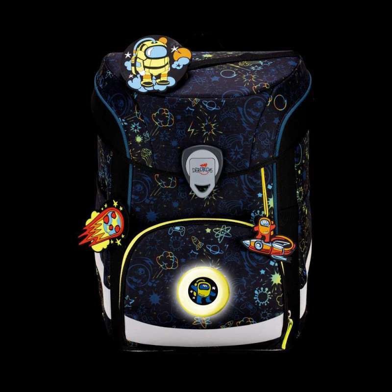 DERDIEDAS Schulrucksack ErgoFlex EASY Set - 6 tlg. LED Crazy Front leuchtend