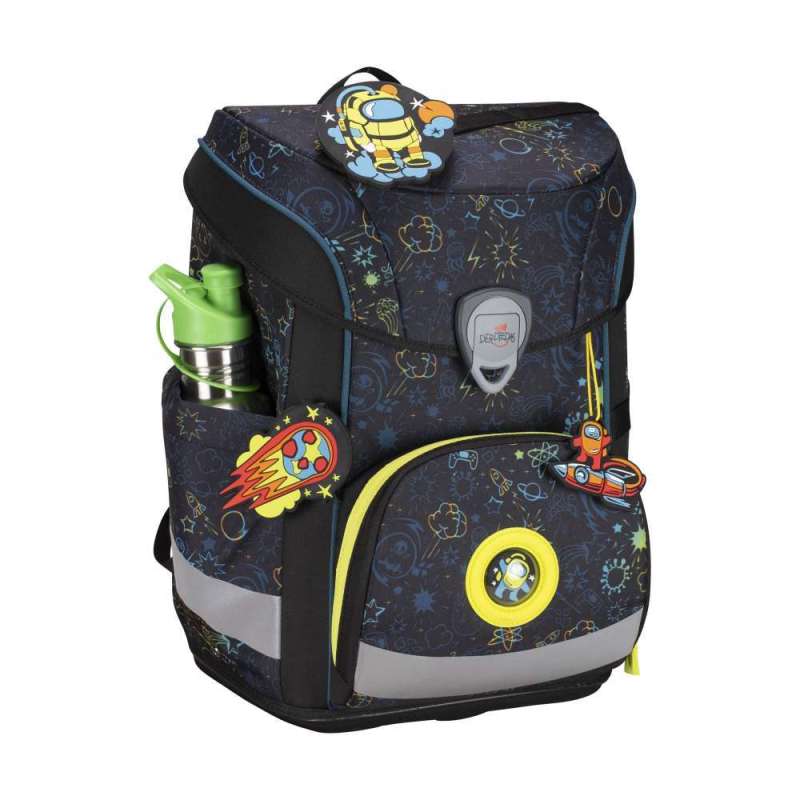 DERDIEDAS Schulrucksack ErgoFlex EASY Set - 6 tlg. LED Crazy seitlich
