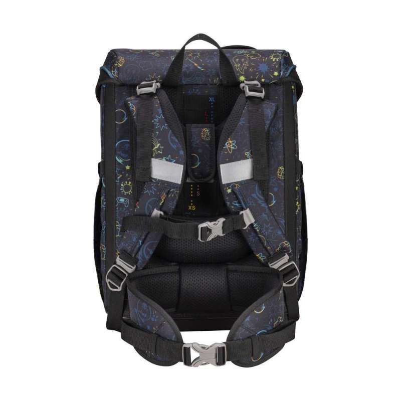 DERDIEDAS Schulrucksack ErgoFlex EASY Set - 6 tlg. LED Crazy Rückansicht Tragegurte