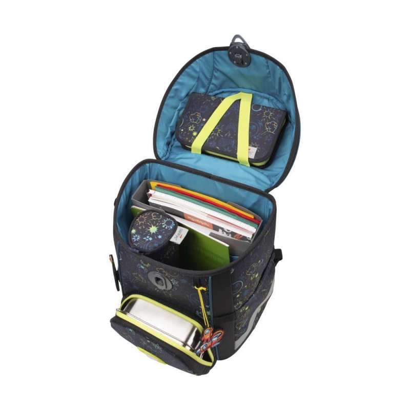 DERDIEDAS Schulrucksack ErgoFlex EASY Set - 6 tlg. LED Crazy seitlich offen