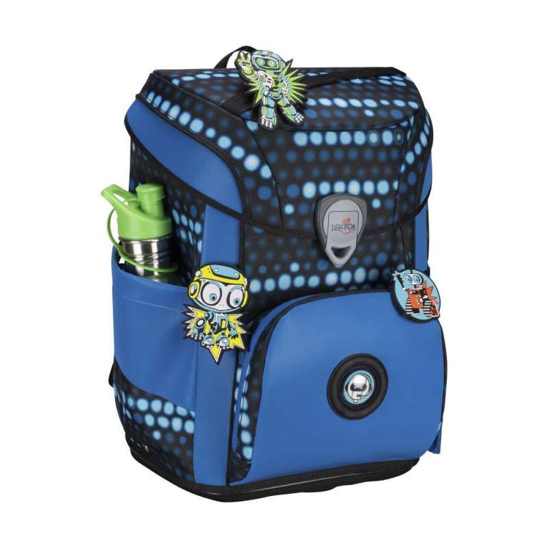 DERDIEDAS Schulrucksack ErgoFlex EASY Set - 6 tlg. Superflash Blue Robot seitlich