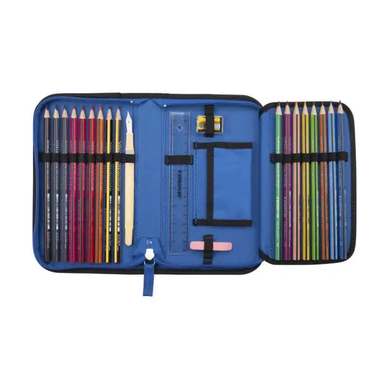 DERDIEDAS Schulrucksack ErgoFlex EASY Set - 6 tlg. Superflash Blue Robot Schüleretui offen