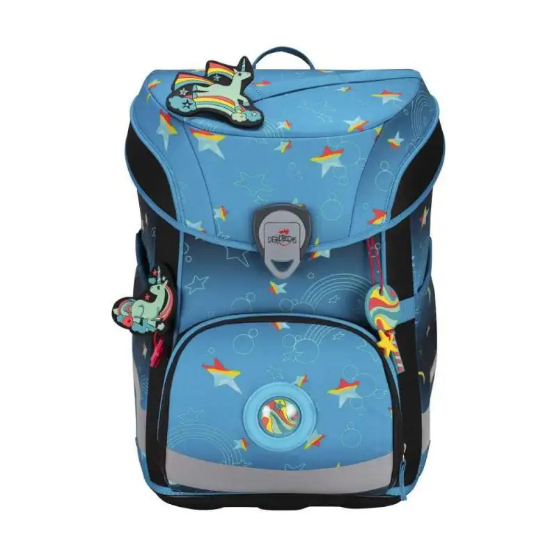 DERDIEDAS Schulrucksack ErgoFlex EASY Set - 6 tlg LED Rainbow Star Front