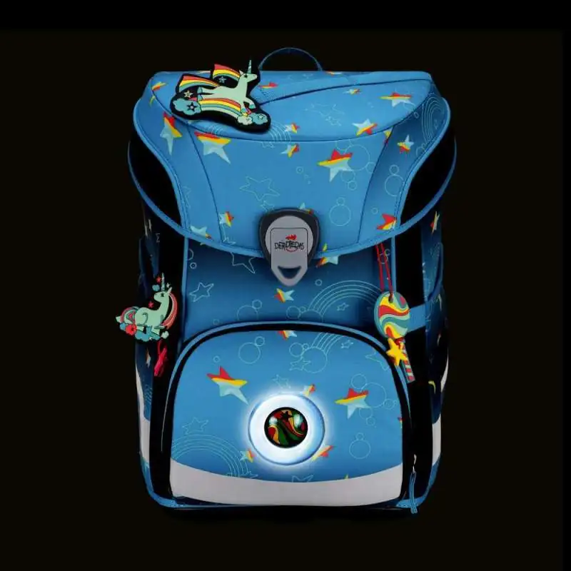 DERDIEDAS Schulrucksack ErgoFlex EASY Set - 6 tlg LED Rainbow Star Front leuchtend