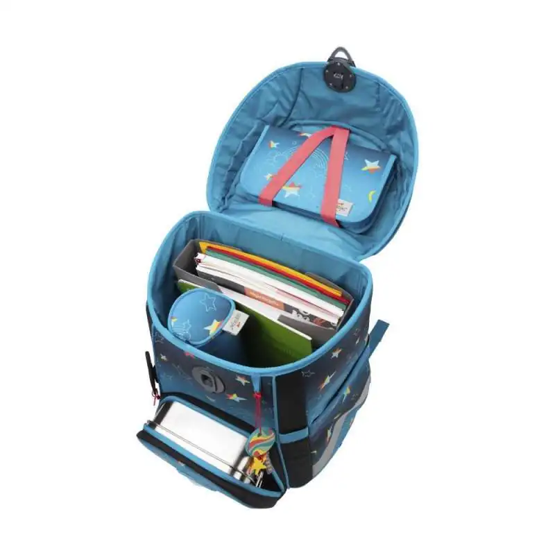 DERDIEDAS Schulrucksack ErgoFlex EASY Set - 6 tlg LED Rainbow Star seitlich offen