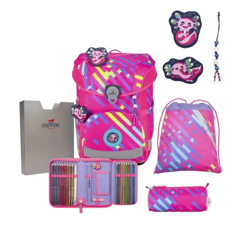 DERDIEDAS Schulrucksack ErgoFlex EASY Set - 6 tlg Neon Punkie