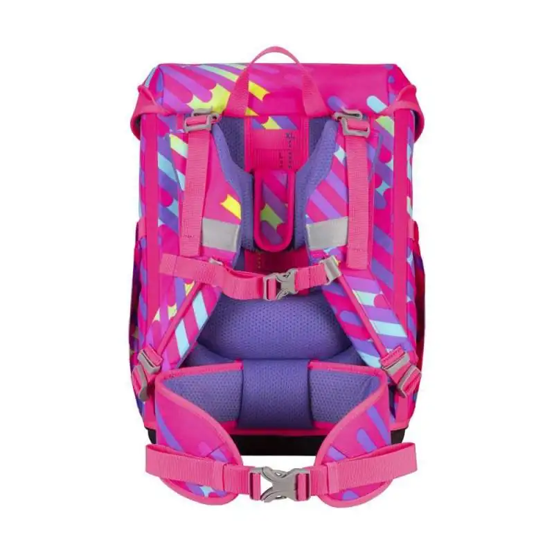 DERDIEDAS Schulrucksack ErgoFlex EASY Set - 6 tlg Neon Punkie Rückansicht Tragegurte