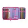 DERDIEDAS Schulrucksack ErgoFlex EASY Set - 6 tlg Neon Punkie Schüleretui offen