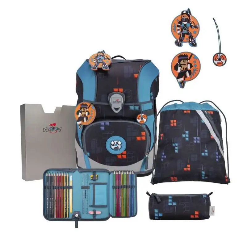 DERDIEDAS Schulrucksack ErgoFlex Tiny Set - 6 tlg Ninja Fighter