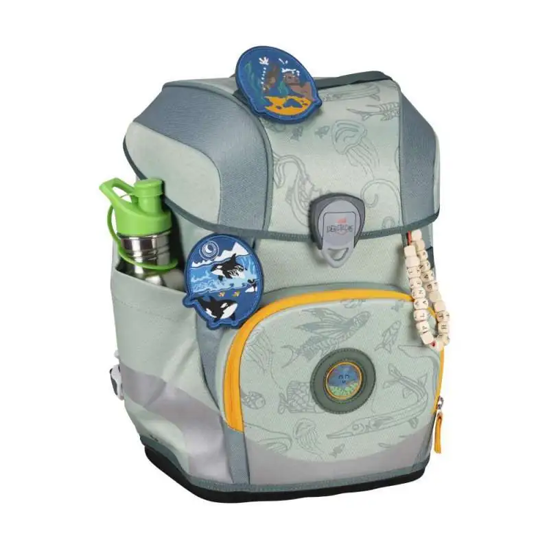 DERDIEDAS Schulrucksack ErgoFlex Tiny Set - 6 tlg ECO Grey Planet seitlich