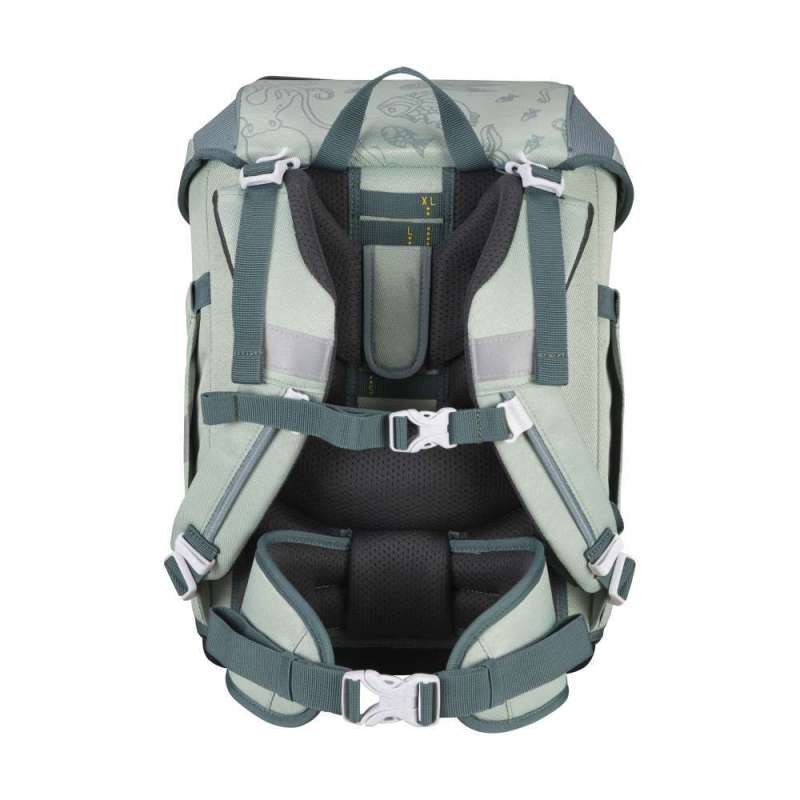 DERDIEDAS Schulrucksack ErgoFlex Tiny Set - 6 tlg ECO Grey Planet Rückansicht Tragegurte