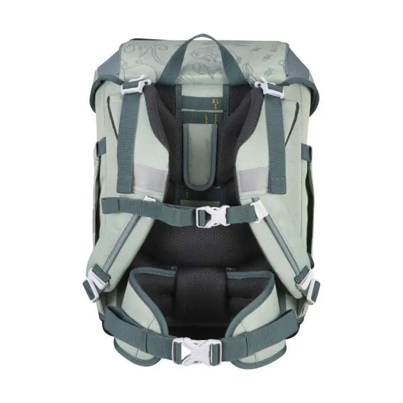 DERDIEDAS Schulrucksack ErgoFlex Tiny Set - 6 tlg ECO Grey Planet Rückansicht Tragegurte