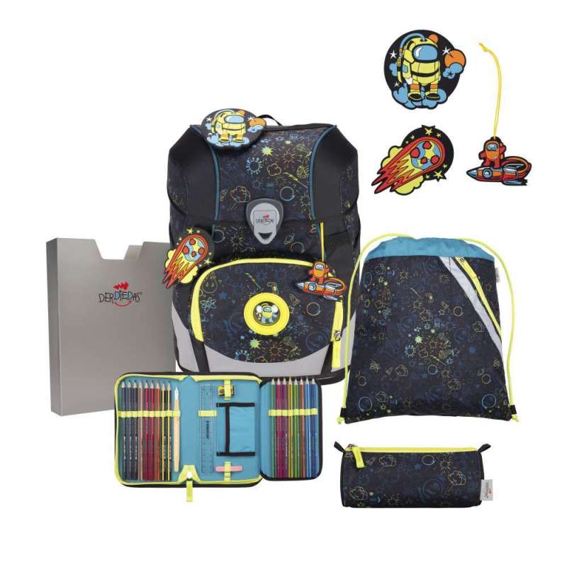 DERDIEDAS Schulrucksack ErgoFlex Tiny Set - 6 tlg LED Crazy