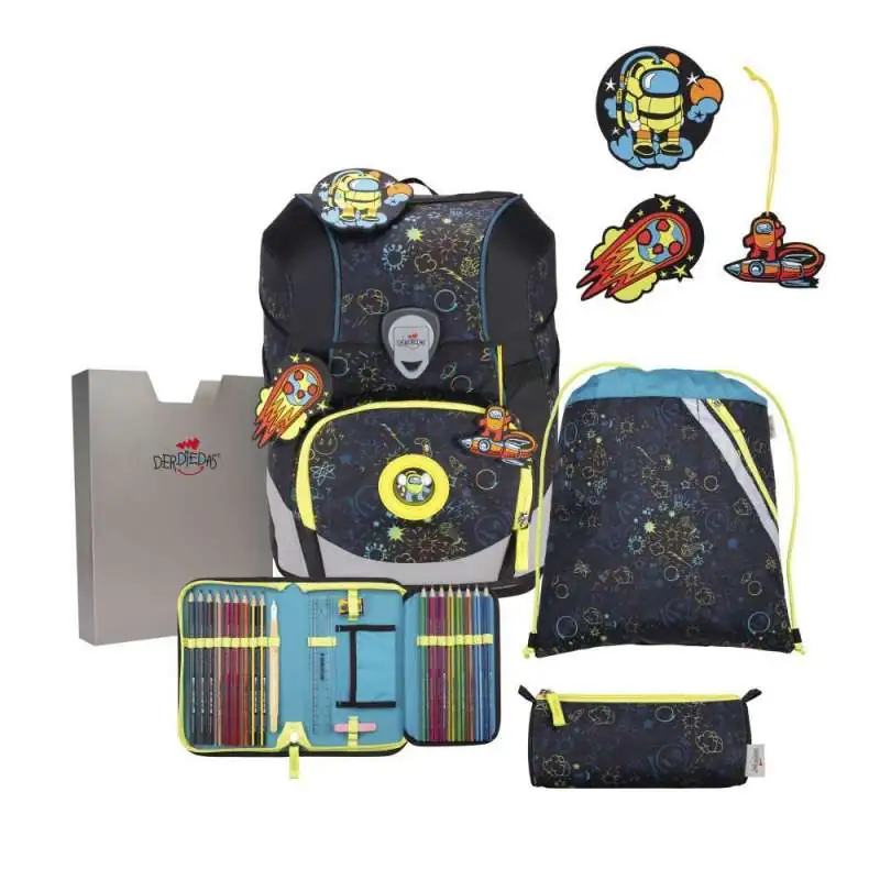 DERDIEDAS Schulrucksack ErgoFlex Tiny Set - 6 tlg LED Crazy