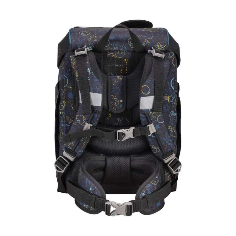 DERDIEDAS Schulrucksack ErgoFlex Tiny Set - 6 tlg LED Crazy Rückansicht Tragegurte