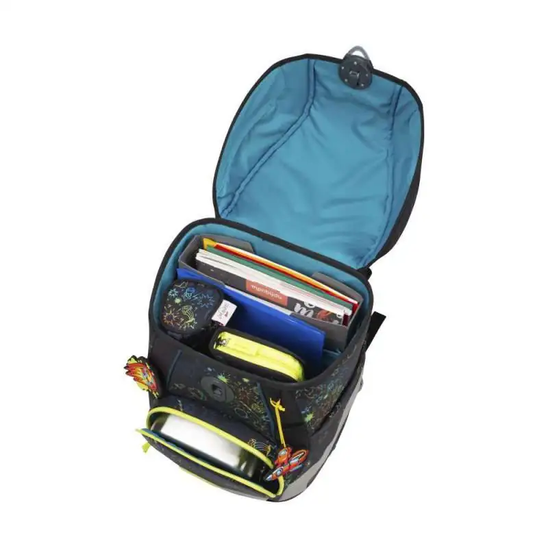 DERDIEDAS Schulrucksack ErgoFlex Tiny Set - 6 tlg LED Crazy seitlich offen
