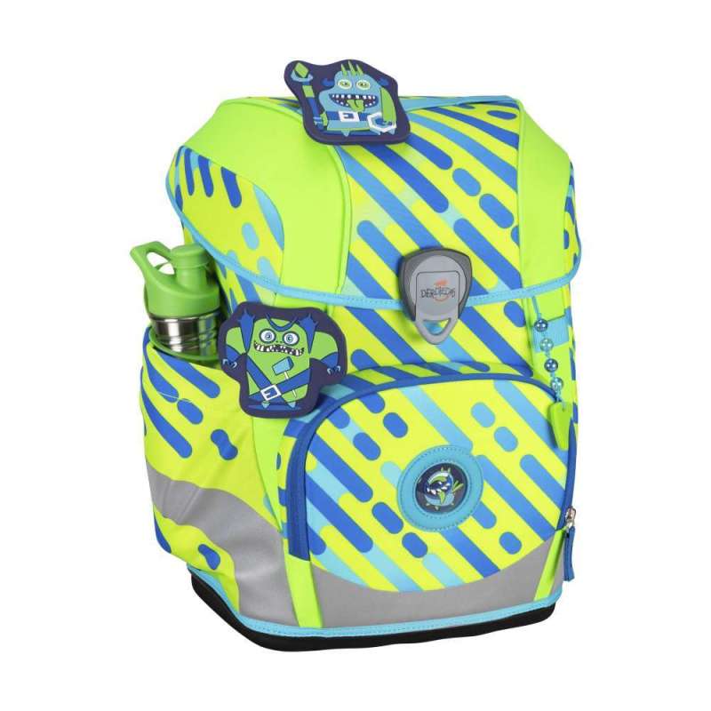 DERDIEDAS Schulrucksack ErgoFlex Tiny Set - 6 tlg Neon Monster seitlich