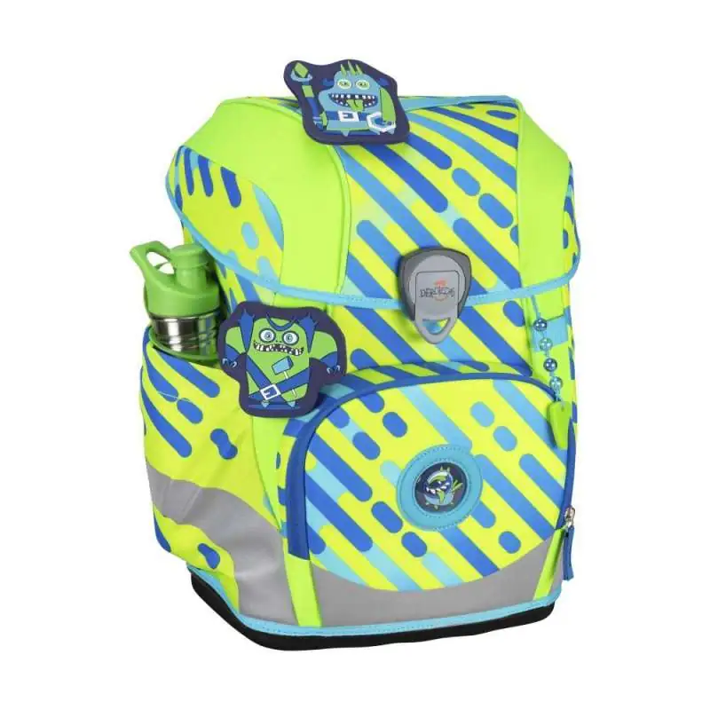 DERDIEDAS Schulrucksack ErgoFlex Tiny Set - 6 tlg Neon Monster seitlich