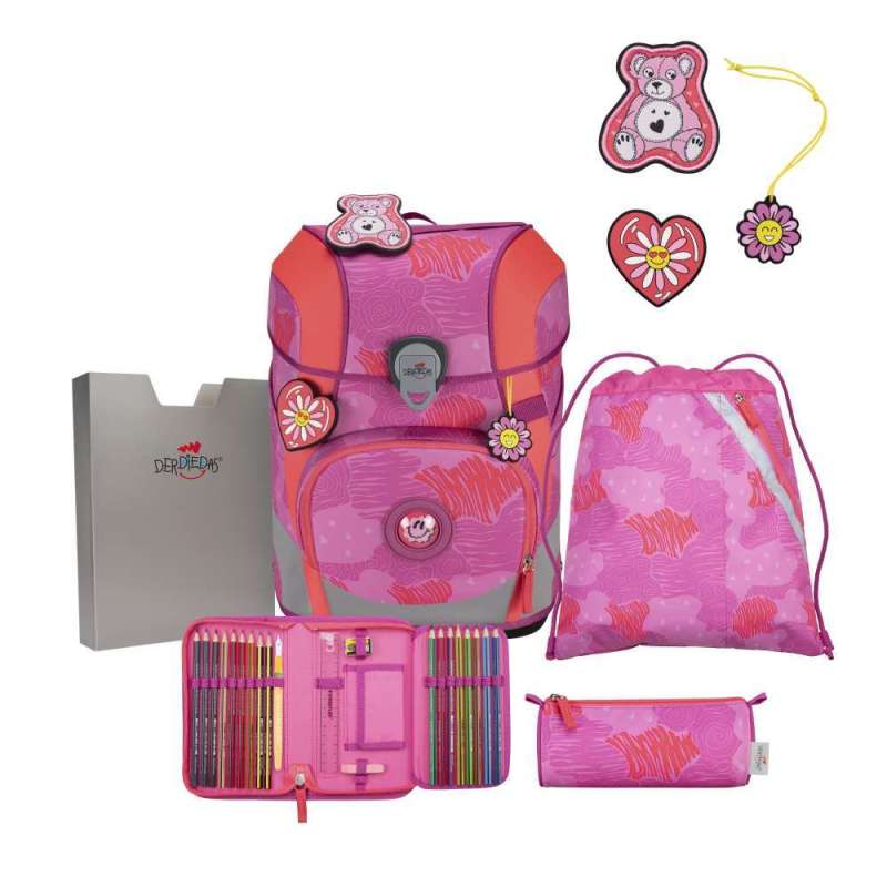 DERDIEDAS Schulrucksack ErgoFlex TINY Set - 6 tlg Roses