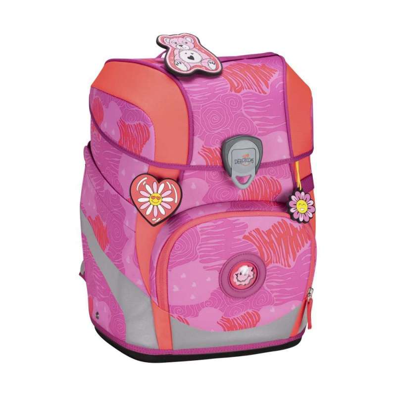 DERDIEDAS Schulrucksack ErgoFlex TINY Set - 6 tlg Roses seitlich