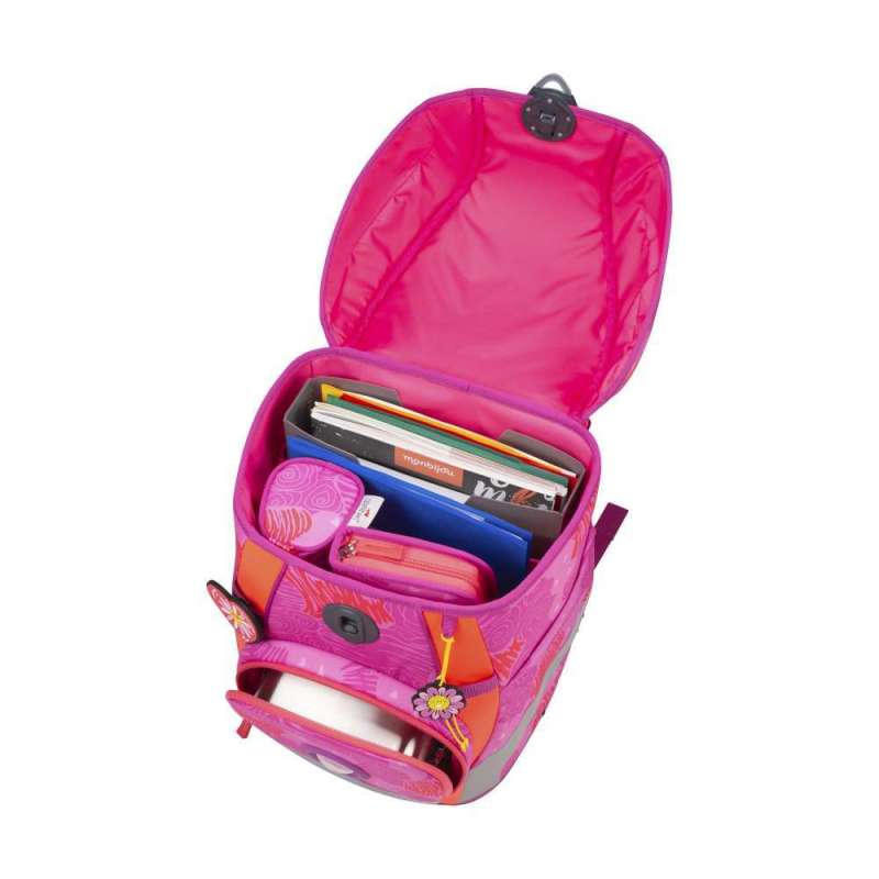 DERDIEDAS Schulrucksack ErgoFlex TINY Set - 6 tlg Roses seitlich offen